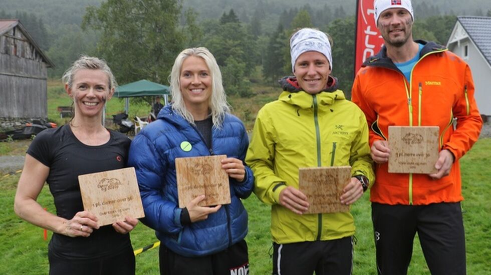 Fra venstre Gro Langstøyl Ulstein, X-Fit Ørsta. Stine Marie Løvoll, Follestaddalen IL. Sigve Høydahl, Bærums Verk IF. Runar Gretland, Hovdebygda IL. Foto: Martin Hauge-Nilsen