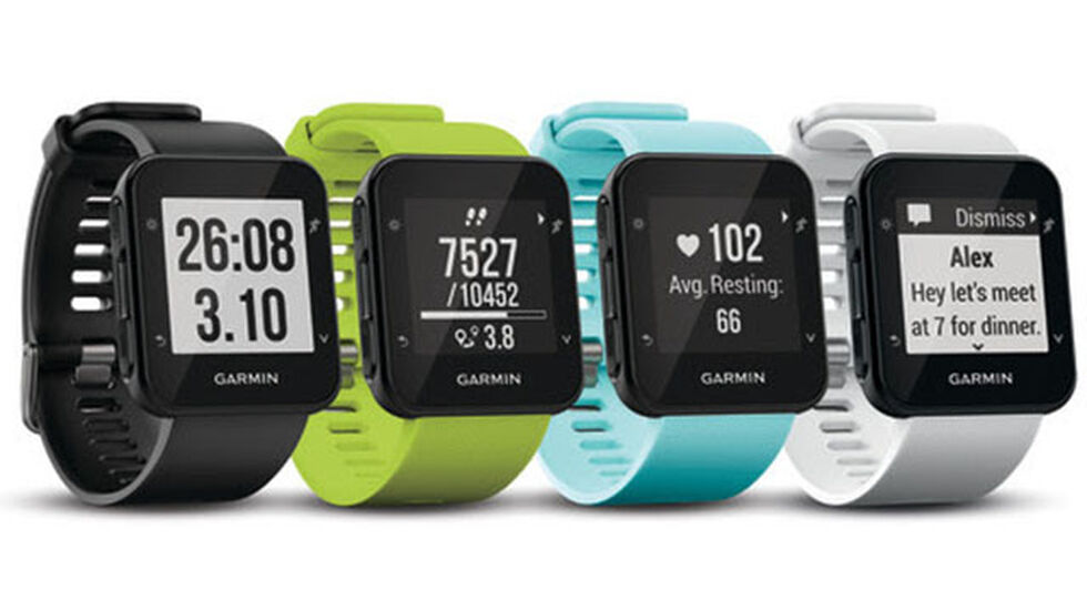 Garmin Forerunner 35 finnes i fire ulike fargeversjoner. 