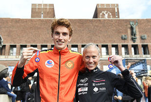 NM-vinnerne Marte Katrine Myhre og Marius Vedvik (foto: Bjørn Johannessen).