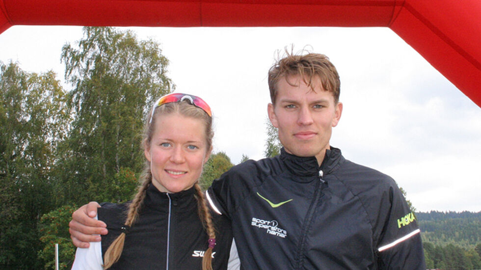 Årets løpsvinnere i Dølisjøen rundt: Marie Renee Gangsø og Ola Erling Korbøl. (Foto: Aashild V Solberg, Slåstad IL)