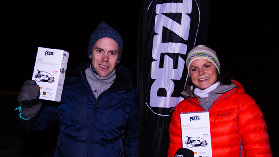 Vinnerne fra Flyktningeruta i sommer, Eirik Rustad og Marit Vala, vant også Hodelyktløpet. (Foto: Snorre Veggan) 