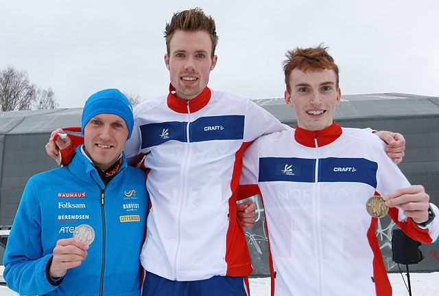 Alle de tre beste fra nordisk mesterskap i terrengløp er påmeldt Warandeloop. Vil David Nilsson (til venstre) eller Marius Vedvik (til høyre) få revansje på gullvinner Ørjan Grønnevig? (Foto: Kjell Vigestad) 