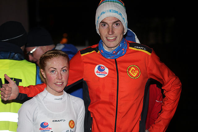 Eli Anne Dvergsdal og Marius Vedvik etter løpet