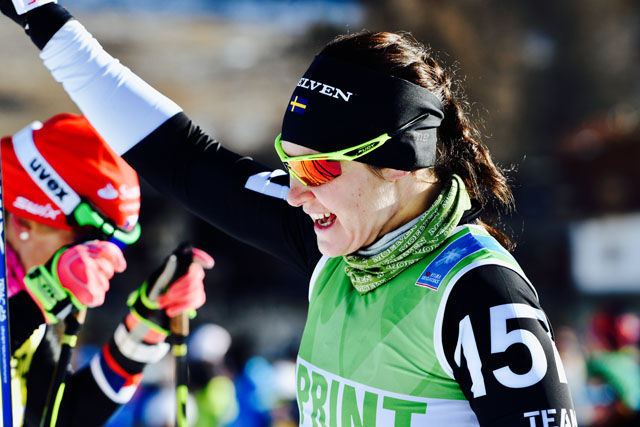 Britta Johanssoon Norgren har både den gule og grønne trøya i årets Ski Classics. Foto: Arrangøren