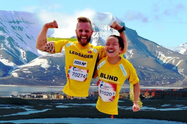 Håkon Fram Stokka og Eline Øidvin skal profilere Spitsbergen Marathon 2017.