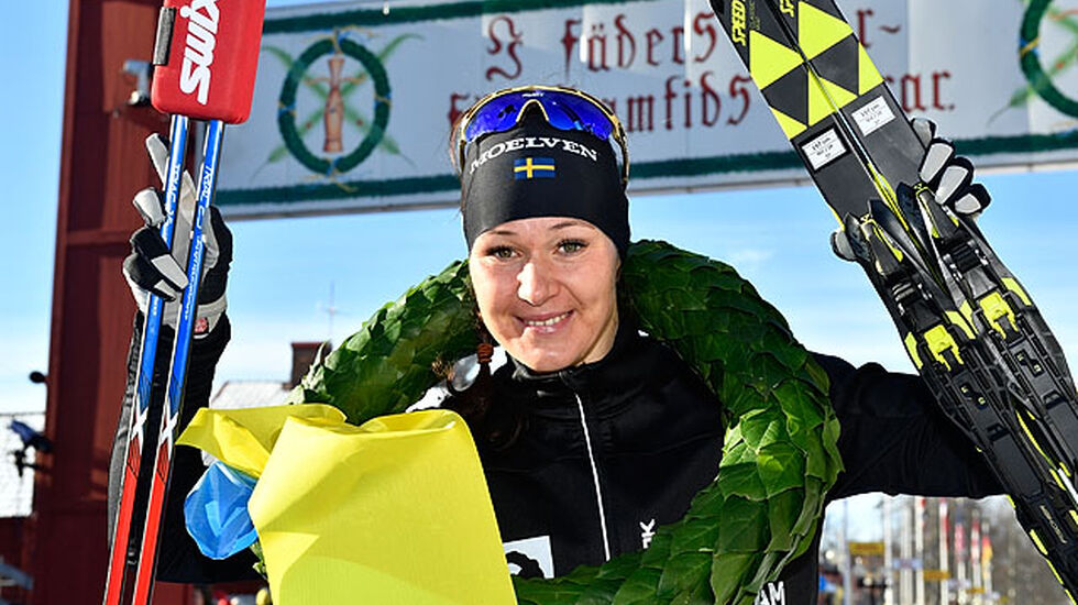 Satte rekord: Britta Johansson Norgren gikk på 1.16.44 og satte løyperekord med ett minutt og 46 sekunder. (Foto: arrangøren/Nisse Smidt) 