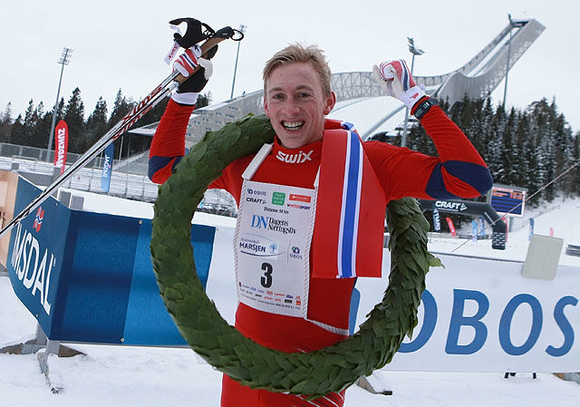 Nr. 1: Even Brøndbo Dahl ble vinner av den 41. Holmenkollmarsjen. (Foto: Kjell Vigestad)