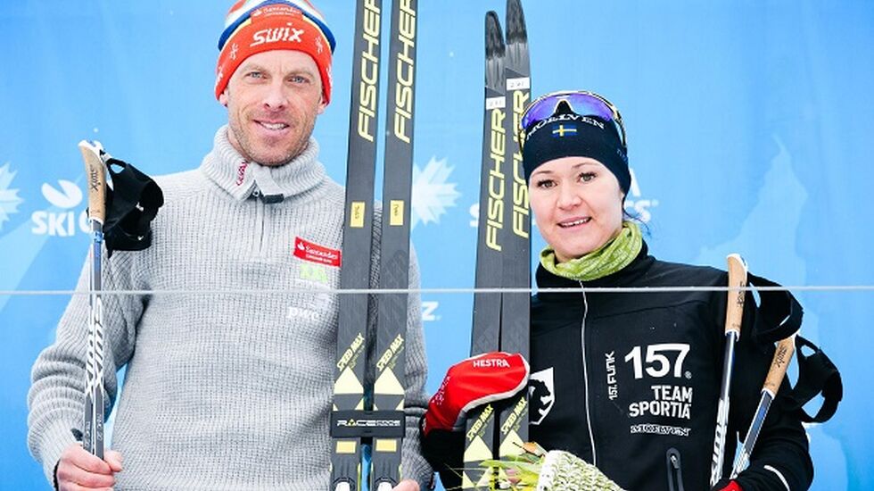 Totalvinnerene etter det 5. Årefjällloppet - Anders Aukland og Britta Johansson Norgren. (Arrangørfoto)