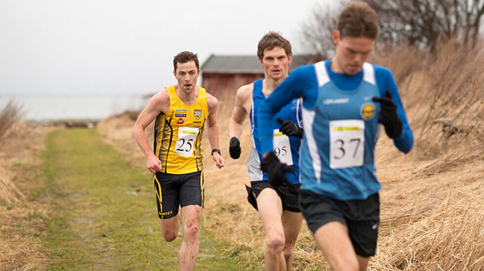Etter nesten 3 km leder Petter Rypdal fra Strindheim an med Ola Berg Fines og Rindals Jon Arne Gaundal på slep. I mål kom Berg Fines først. (Foto: Øystein Lie)