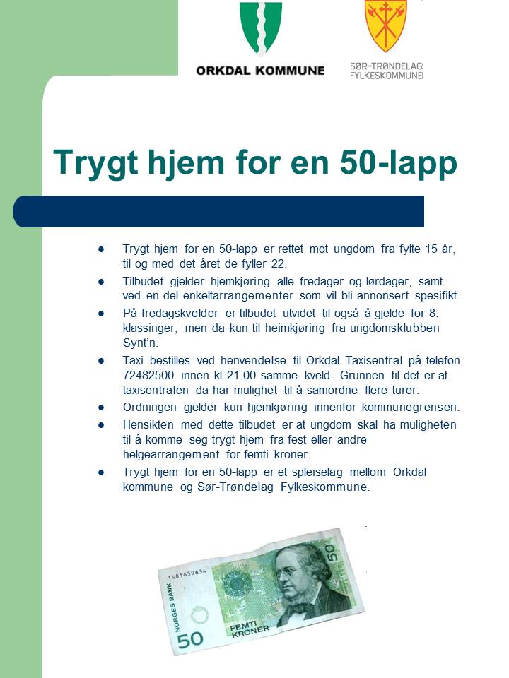 Reglement Trygt hjem for en 50-lapp