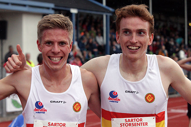 Per Svela og Marius Vedvik tok sølv og gull på Askøy under hoved-NM på 5000 meter i fjor.