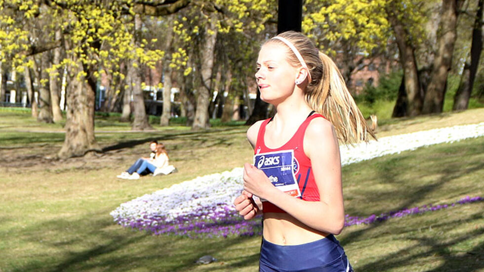 Marthe Johanne Hjelmeset var klart raskest av 13-åringene i Lilla Varvet i Göteborg. (Arkivfoto: Runar Gilberg) 