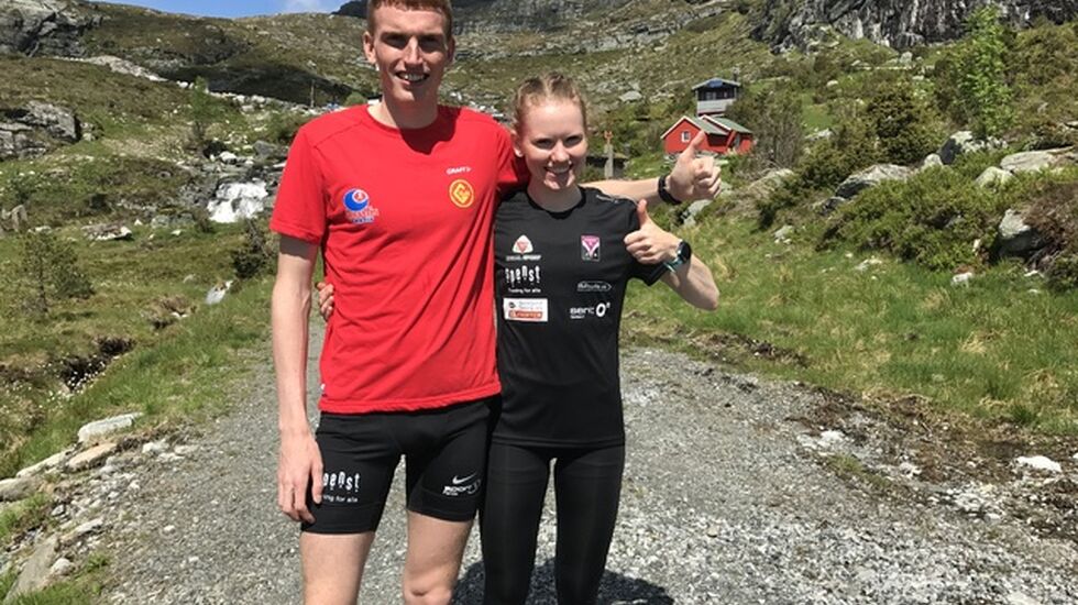 Eliteløperne Marius Vedvik og Karoline Holsen Kyte deltok i Hovlandstølen opp, og de satte begge sterke løyperekorder. (Foto: Jan Grov)
