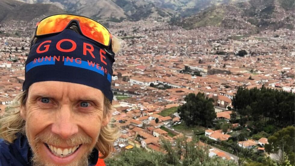 Treningsveileder Sondre Amdahl i Cusco i Peru der han vant The Jungle Ultra i 2017. (Privat foto)