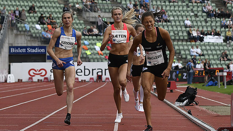 Amalie Sæten  under Bislett Games for snaue to måneder siden. (Foto: Bjørn Johannessen)