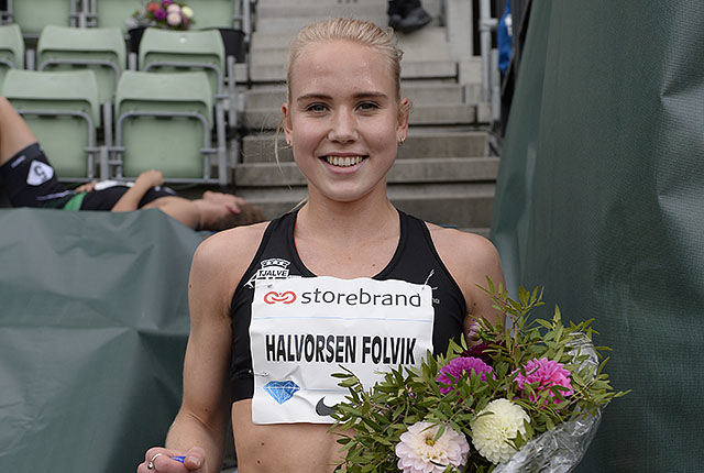 Ingrid Halvorsen Folvik er tilbake i godt slag og vant den nasjonale 1500 meteren. (Foto: Bjørn Johannessen) 
