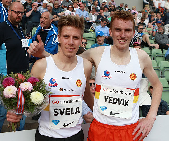 Hybelkameratene: Vinner Per Svela og Marius Vedvik er treningskamerater og bor begge to i Gular-huset i Bergen. (Foto: Kjell Vigestad) 
