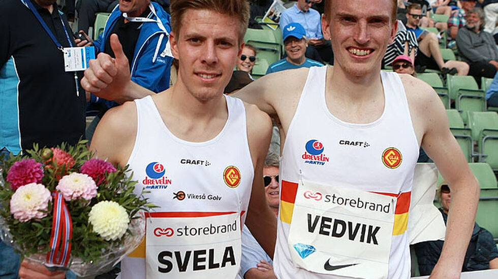 Hybelkameratene: Vinner Per Svela og Marius Vedvik er treningskamerater og bor begge to i Gular-huset i Bergen. (Foto: Kjell Vigestad) 