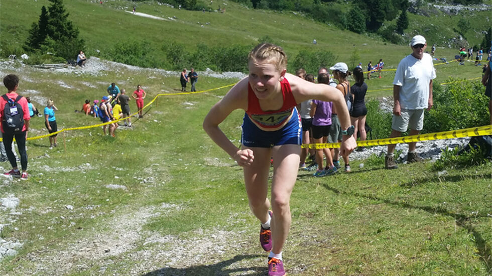 Karoline Holsen Kyte på vei mot en flott 4. plass i EM i motbakke. Foto : Torun Øvergaard Aarvik