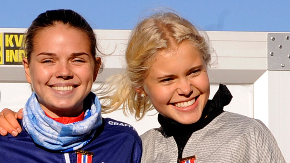 Stine Wangberg (til venstre) og Christine Næss er begge tatt ut til å løpe 5000 m i junior-EM. (Foto: Arne Dag Myking) 