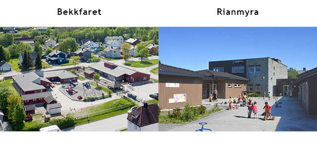 Bilde av de to husene, i nye Orkanger barnehage