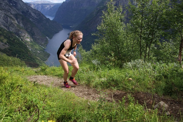 Karoline Holsen Kyte setter løyperekord i Rimstigen Opp i 2017. (Foto: Jan Christian Jerving)