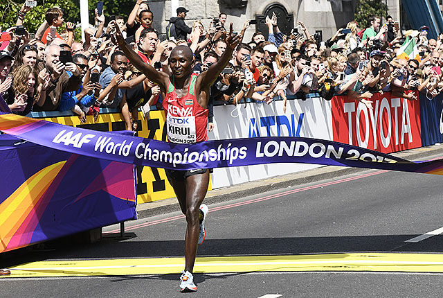 Geoffrey Kirui viste fram talentet sitt da han vant Boston Marathon i vår. Nå knuste han enda sterkere konkurrenter i VM. (Foto: Bjørn Johannessen)