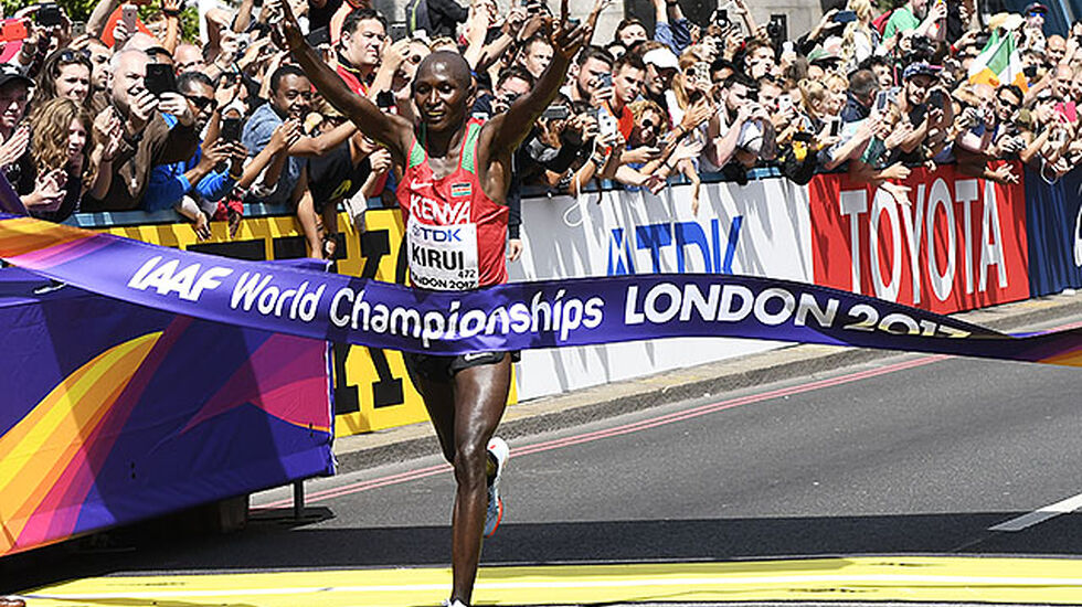 Geoffrey Kirui viste fram talentet sitt da han vant Boston Marathon i vår. Nå knuste han enda sterkere konkurrenter i VM. (Foto: Bjørn Johannessen)  