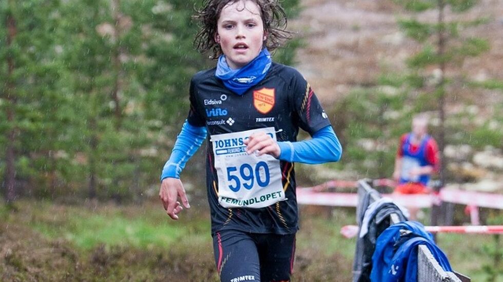 14-åringen Esten Hansen-Møllerud Hauen mot mål på 10 km i Femundløpet som ble gjort unna på 35.57. (foto: Jan Ole Johnsgaard)