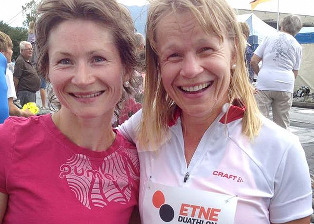 Damevinnerne i Etne Duathlon de tre første årene: T.v. Maryna Novik, som har løyperekorden, og Kirsten Lien, som vann andre året.