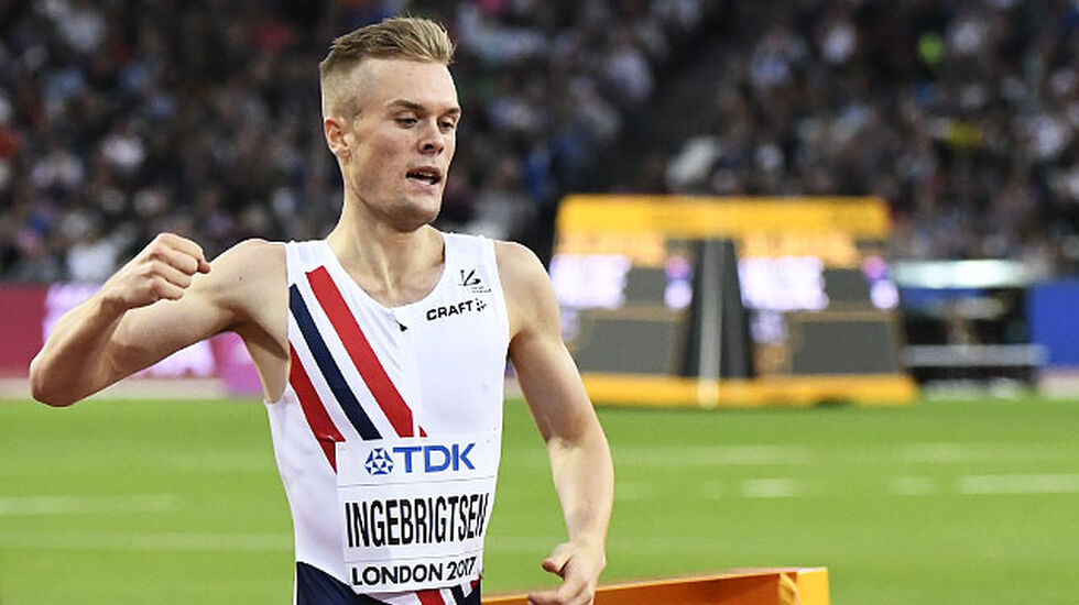 Filip Ingebrigtsen var letta og glad over å være finaleklar. (Foto: Bjørn Johannessen) 