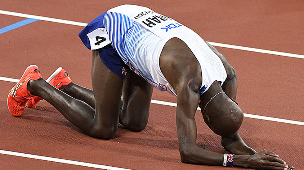 Mo Farah har vunnet ti gull og to sølv på 5000 og 10 000 m i globale mesterskap. De to gangene han er blitt slått, har det vært av en etiopisk løper. (Foto: Bjørn Johannessen) 