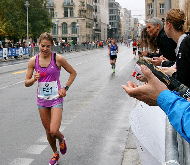 Karoline Moen Guidon setter personlig rekord i Berlin Marathon i 2017. Foto: Oddvar Røsten
