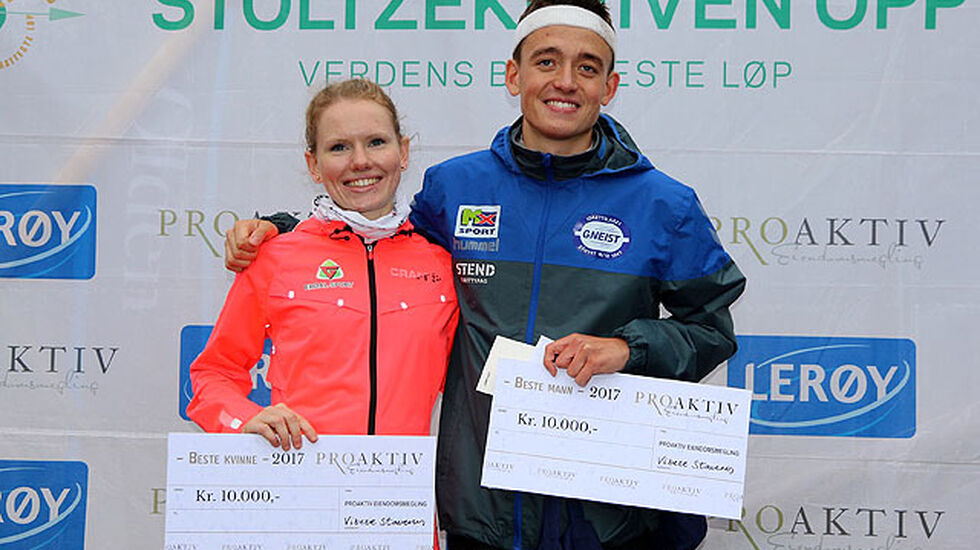 Karoline Holsen Kyte og Stian Øvergaard Aarvik ble beste kvinne og mann i årets Stoltzekleiven Opp