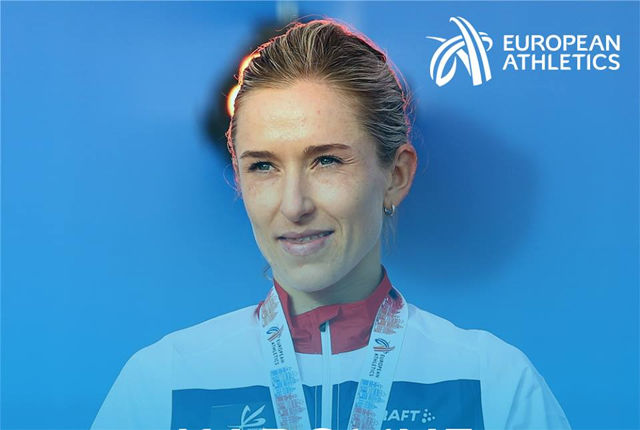 Karoline Bjerkeli Grøvdal er en av fem kvinner som kan bli månedens utøver i Europa. (Foto: Det europeiske friidrettsforbundet)