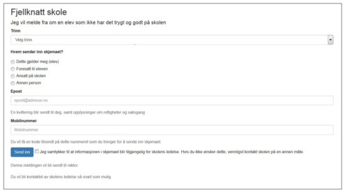 Meldeskjema for skolemiljø