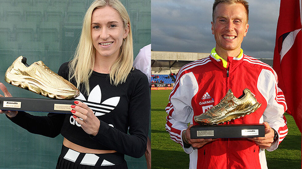 Karoline Bjerkeli Grøvdal og Sondre Nordstad Moen er virkelig blitt gullskogrossister. Også i 2017 gikk de til topps i Kondis' kåring av landets beste langdistanseløpere. (Foto: Bjørn Johannessen og Tom Roger Johansen)