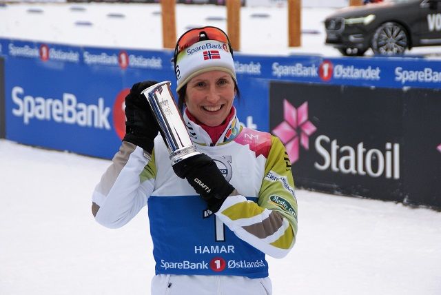 Marit Bjørgen - her med kongepokal i årets NM på Gåsbu er en av de som stiller i Skarverennet (Foto: Stein Arne Negård)