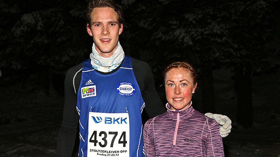 Espen Roll Karlsen og Eli Anne Dvergsdal var klart raskest opp til Fløyen.