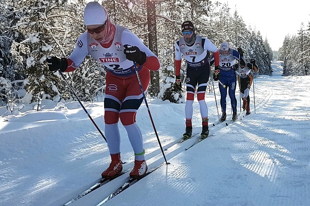 Kvartetten som jaktet i flokk på 1. premien på Slettås søndag (fra v.): Vegard Øvrevik, Lars Bovold, Ivar Hesselberg Indby og Tore Stengrundet. (Foto: Nils-Einar Stenmyren)
