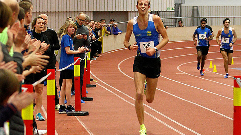 Trond Einar Moen Pedersli imponerte stort med å løpe 3000 meteren på 8.12,2 i Trøndersk Vinterkarusell. (Foto: Trond Einar Brobakk)