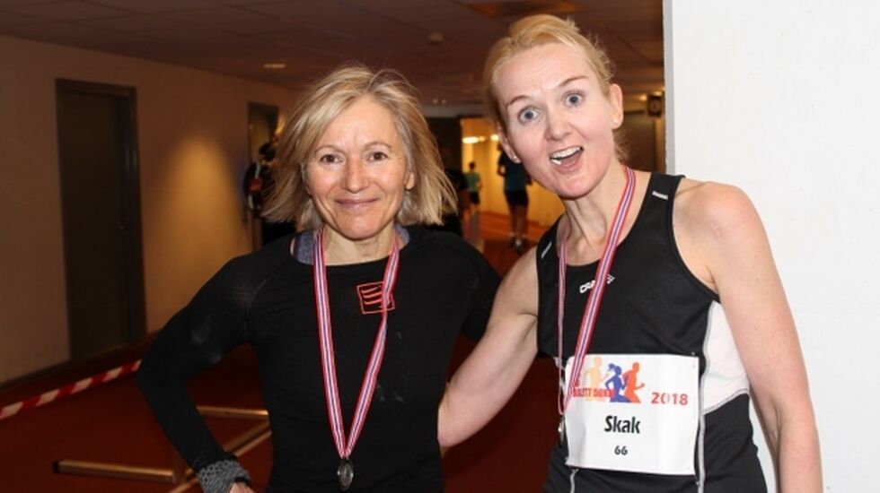 Ninette Banoun og Louise Skak på Bislett. De ligger henholdsvis som nr. 1 og nr. 3 på 50 KM-statistikken etterveterantabellene.