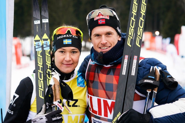 Britta Johansson Norgren, Lager 157 Ski Team og Morten Eide Pedersen, Team BN Bank. Foto: Magnus Östh