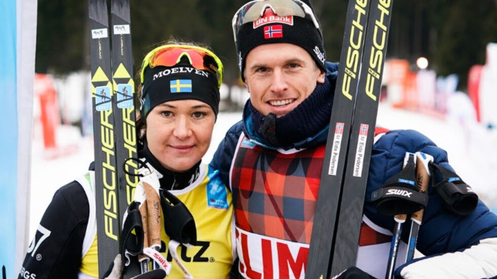 Britta Johansson Norgren, Lager 157 Ski Team og Morten Eide Pedersen, Team BN Bank. Foto: Magnus Östh