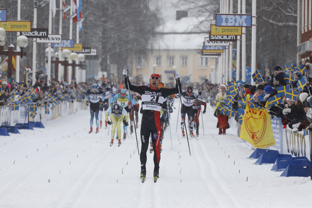 Andreas Nygård med klar ledelse mot mål. Foto: Arrangøren