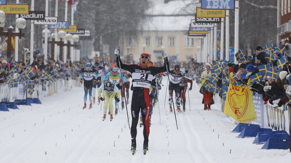 Andreas Nygård med klar ledelse mot mål. Foto: Arrangøren