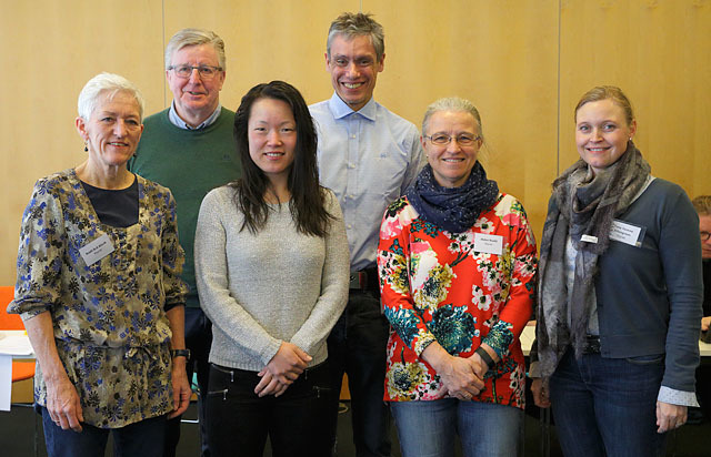 Årets styre i Kondis, minus Bjørn Skotte som var forhindret fra å være til stede på årets Landsmøte. Fra venstre: Bodil Brå Alsvik, Finn Olsen, Solfrid Haugen, Tim Bennett, Helene Roald og Tone Yvonne Killengreen.  Foto: Per Inge Østmoen