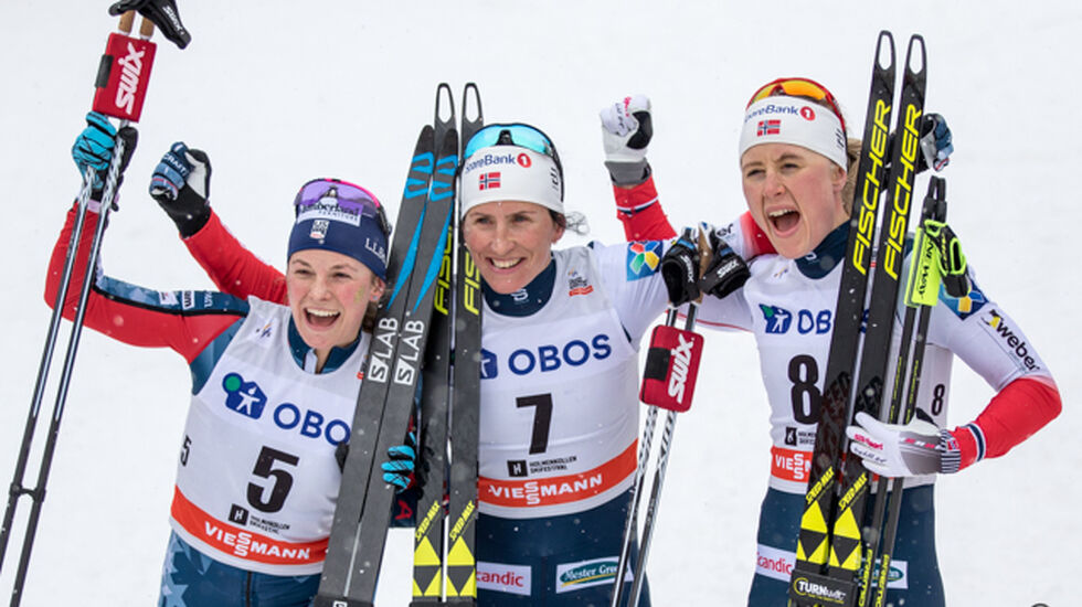De tre raskeste på 3-mila; Diggins, Bjørgen og Haga. (Foto: Sylvain Cavatz)