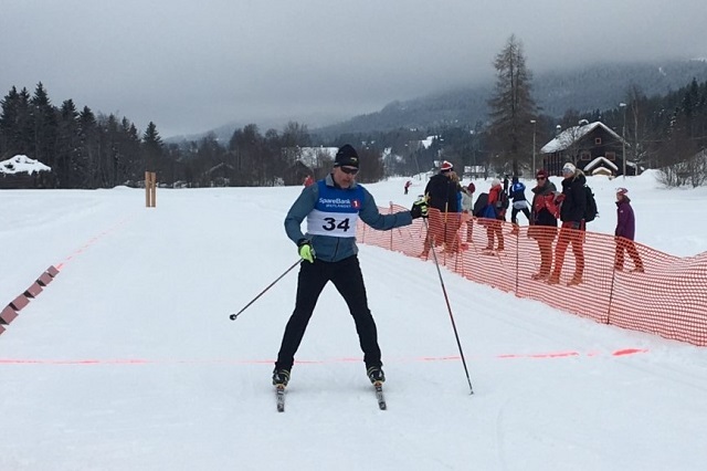 Morten Moen fra arrangørklubben var klar bestemann på 7,5 km i menn senior under årets Tyslasprint. (Arrangørfoto)