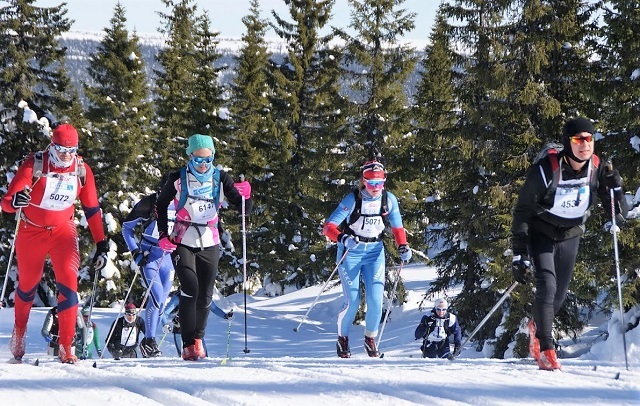 Birkebeinere av alle slag kledde Kvarstadsæterlia i sin fulle bredde godt kledt og med fargesprakende kinesotape i ansiket. (Foto: Stein Arne Negård)